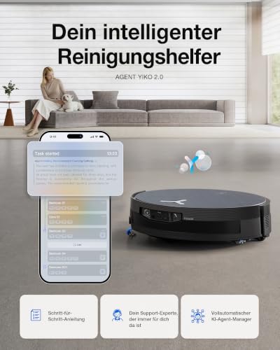 ECOVACS X12 OMNICYCLONE Saugroboter mit Wischfunktion, 22.000 Pa Saugkraft | FocusJet-System zur Fleckenvorlösung, OZMO ROLLER 3.0, ausfahrbare Mopprolle, PureCyclone Auto-Entleerung, Silberschwarz - 9