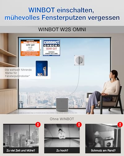 ECOVACS WINBOT W2S Omni Fensterputzroboter mit Multifunktionsstation | intelligenter Bis-an-den-Rand-Reinigung mit TruEdge™, Aufladen während des Betriebs, DREI Wasserdüsen, 12-stufigem Schutz - 2