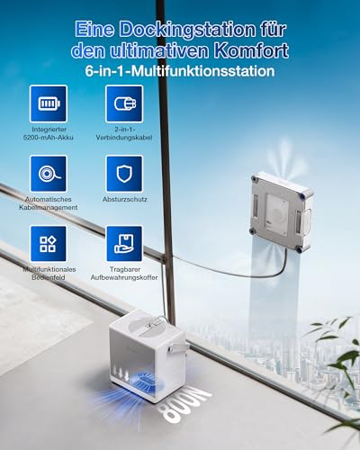 ECOVACS WINBOT W2S Omni Fensterputzroboter mit Multifunktionsstation | intelligenter Bis-an-den-Rand-Reinigung mit TruEdge™, Aufladen während des Betriebs, DREI Wasserdüsen, 12-stufigem Schutz - 5