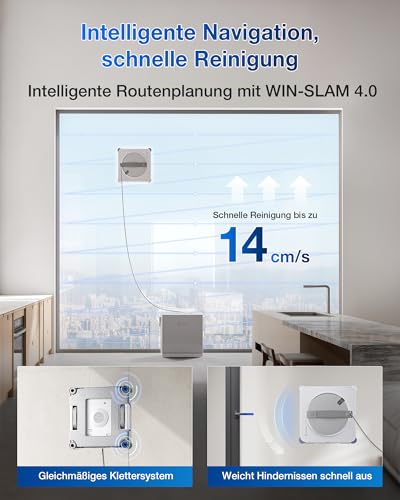 ECOVACS WINBOT W2S Omni Fensterputzroboter mit Multifunktionsstation | intelligenter Bis-an-den-Rand-Reinigung mit TruEdge™, Aufladen während des Betriebs, DREI Wasserdüsen, 12-stufigem Schutz - 6