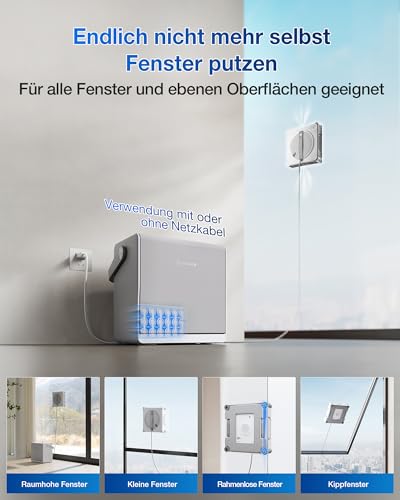 ECOVACS WINBOT W2S Omni Fensterputzroboter mit Multifunktionsstation | intelligenter Bis-an-den-Rand-Reinigung mit TruEdge™, Aufladen während des Betriebs, DREI Wasserdüsen, 12-stufigem Schutz - 7