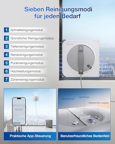 ECOVACS WINBOT W2S Omni Fensterputzroboter mit Multifunktionsstation | intelligenter Bis-an-den-Rand-Reinigung mit TruEdge™, Aufladen während des Betriebs, DREI Wasserdüsen, 12-stufigem Schutz - 9
