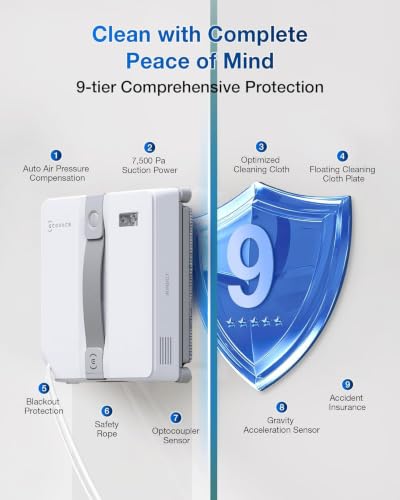 ECOVACS WINBOT Mini Fensterputzroboter, Grau,für kleine Fenster | Doppel-Düsen mit Ultraschall-Zerstäubung, 9-Stufen-Schutzsystem, intelligente Pfadplanung, Anti-Rutsch-System - 3