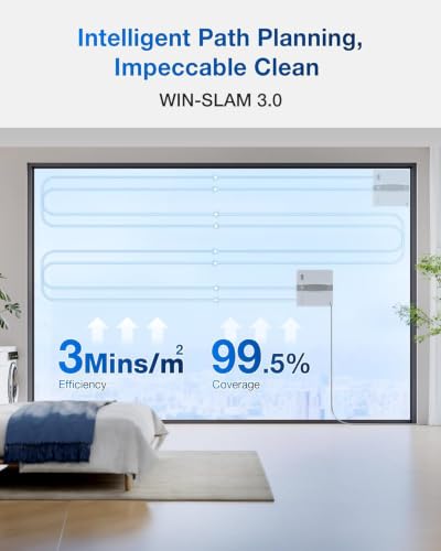 ECOVACS WINBOT Mini Fensterputzroboter, Grau,für kleine Fenster | Doppel-Düsen mit Ultraschall-Zerstäubung, 9-Stufen-Schutzsystem, intelligente Pfadplanung, Anti-Rutsch-System - 7