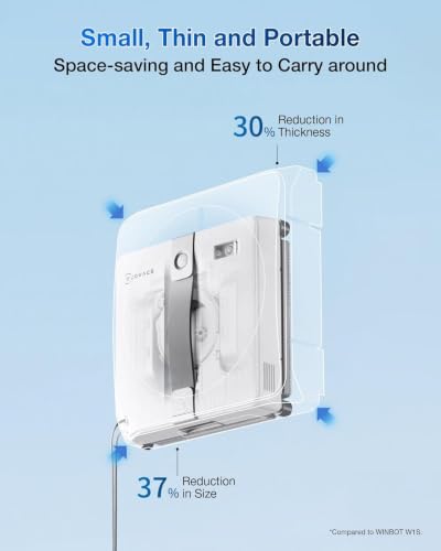 ECOVACS WINBOT Mini Fensterputzroboter, Grau,für kleine Fenster | Doppel-Düsen mit Ultraschall-Zerstäubung, 9-Stufen-Schutzsystem, intelligente Pfadplanung, Anti-Rutsch-System - 8