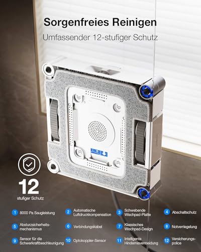 ECOVACS WINBOT W3 OMNI Fensterputzroboter mit Multifunktionsstation, Automatische Reinigung der Wischpads, Intelligente Reinigung entlang der Ränder, Sprühen mit drei Düsen, App-Steuerung - 8