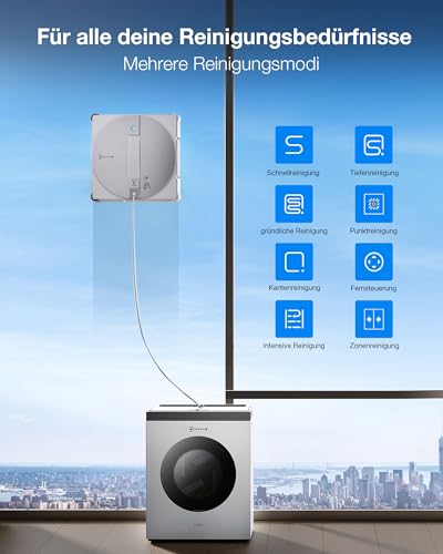 ECOVACS WINBOT W3 OMNI Fensterputzroboter mit Multifunktionsstation, Automatische Reinigung der Wischpads, Intelligente Reinigung entlang der Ränder, Sprühen mit drei Düsen, App-Steuerung - 9