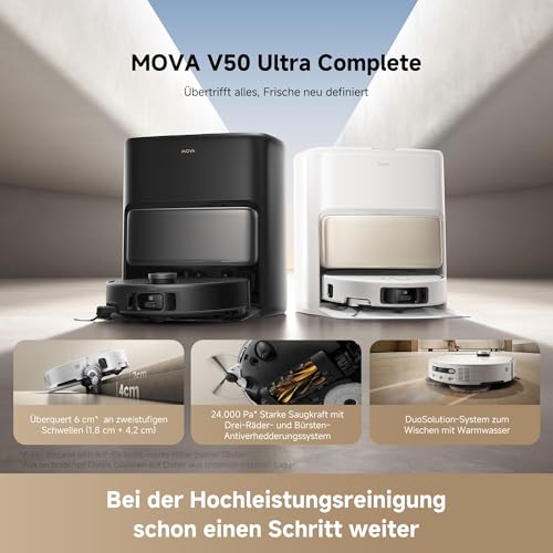 MOVA V50 Ultra Saugroboter, 24.000 Pa Saugkraft & Thermo-Wischen, Weiß | DuoSolution System, FlexScope Navigation & StepMaster System, Powered by dreame - 2