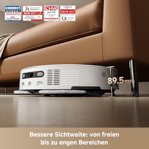 MOVA V50 Ultra Saugroboter, 24.000 Pa Saugkraft & Thermo-Wischen, Weiß | DuoSolution System, FlexScope Navigation & StepMaster System, Powered by dreame - 3